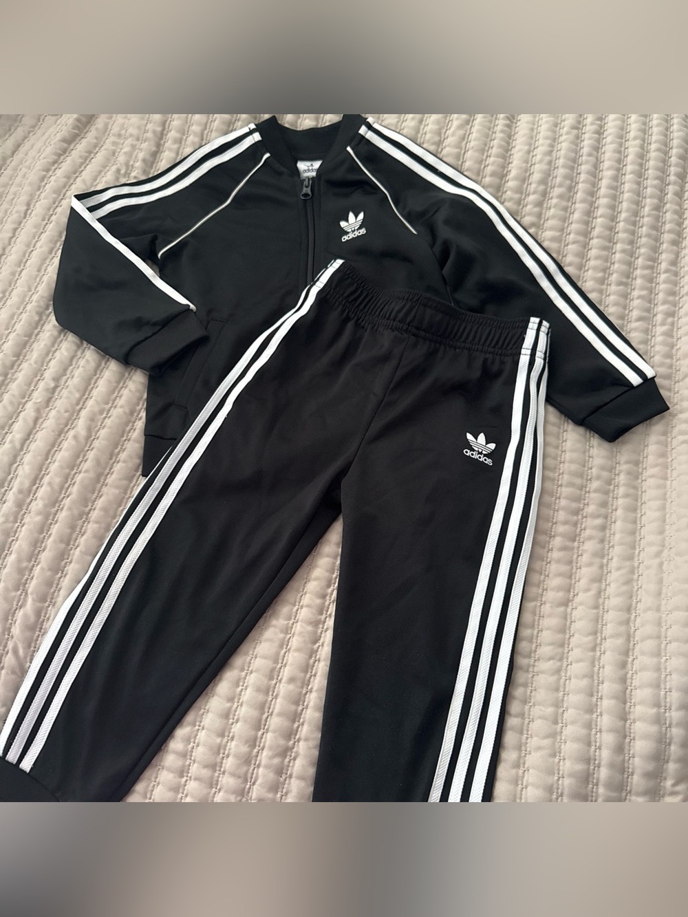 Adidas Originals Toddler Track Jacket & Pants Set 4T Black White Streetwear